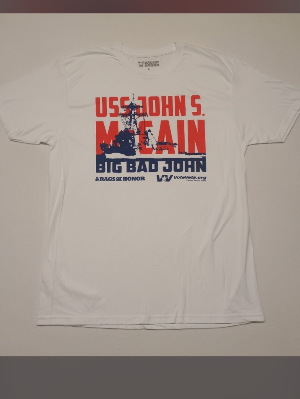 Rags Of Honor Big Bad John USS John S. McCain Graphic White Tee